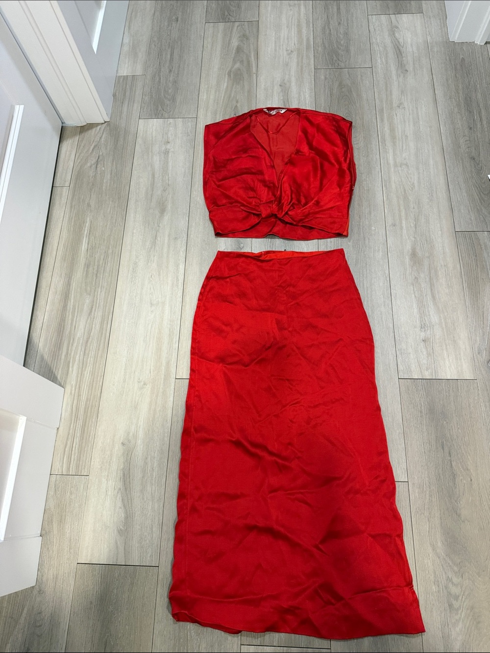 Zara Bold Red Maxi Skirt - High Waist Silhouette
